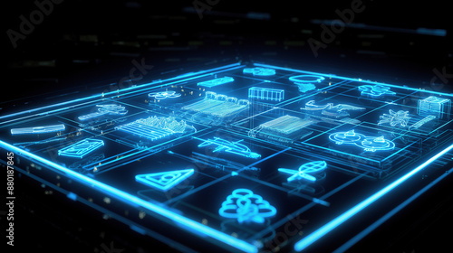 Wallpaper Mural futuristic agricultural technology concept design, hologram of agricultura data and icons Torontodigital.ca