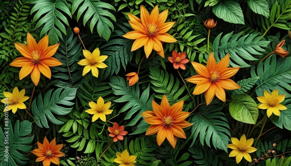 Tropical Flowers and Leaves Tropical Flowers and Leaves