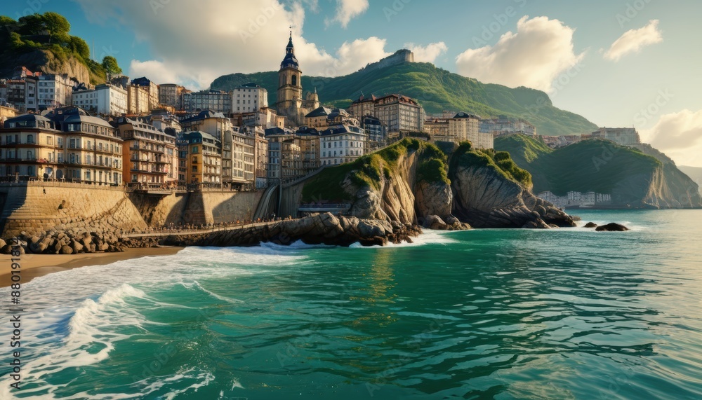 Naklejka premium Coastal Town in Spain.