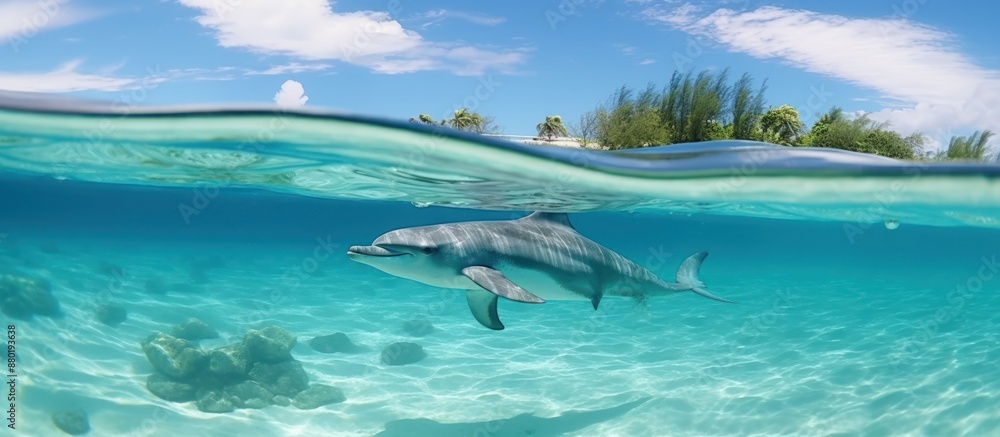 Dolphin Swimming Through Crystal Clear Water Dolphin Swimming Through Crystal Clear Water