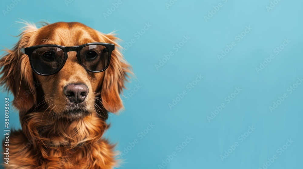 Obraz premium Cool Dog Wearing Sunglasses Against a Blue Background