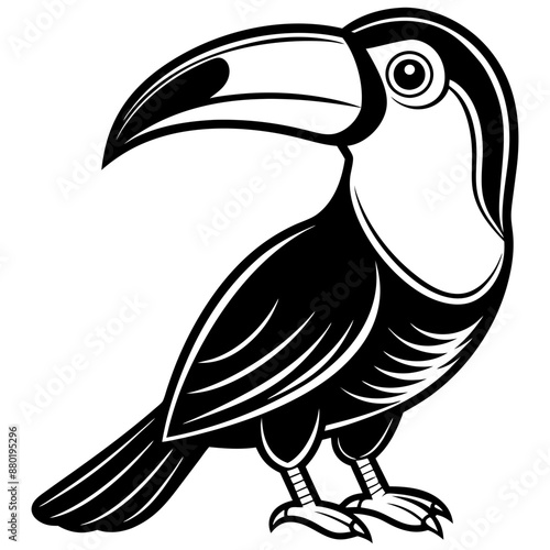 Clean Stylized Toucan With Large Beak Vector Design and illustration