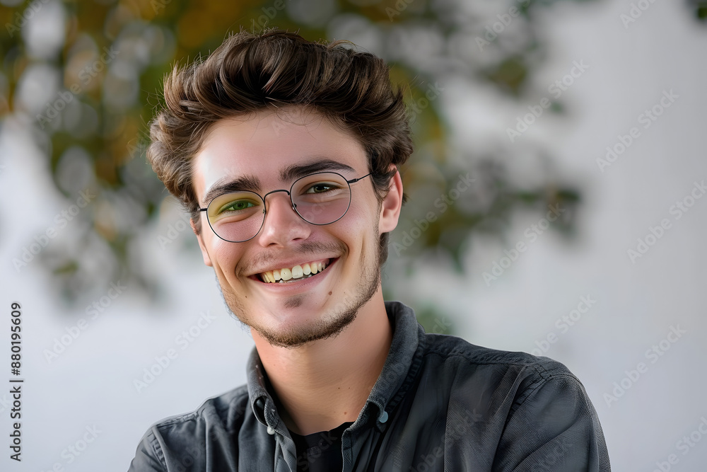 With a bright smile, this young man's image is great for an abstract concept of confidence, making it a best-seller background or wallpaper With a bright smile, this young man's image is great for an abstract concept of confidence, making it a best-seller background or wallpaper