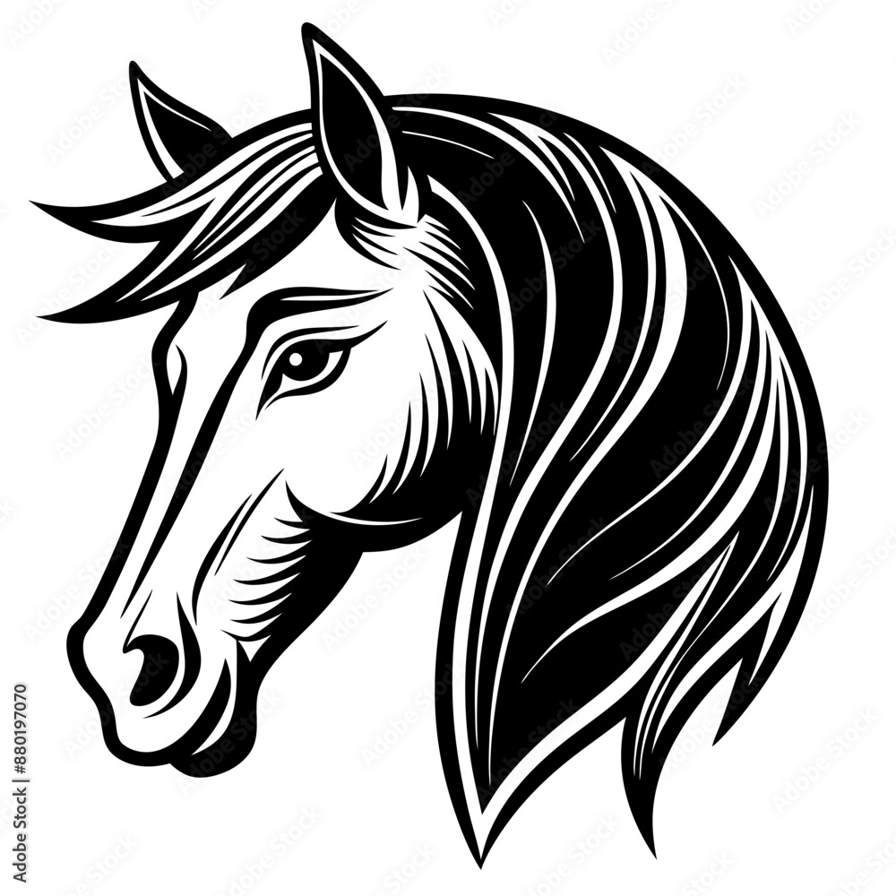 A Minimalist Horse Head Profile Vector Design and illustration