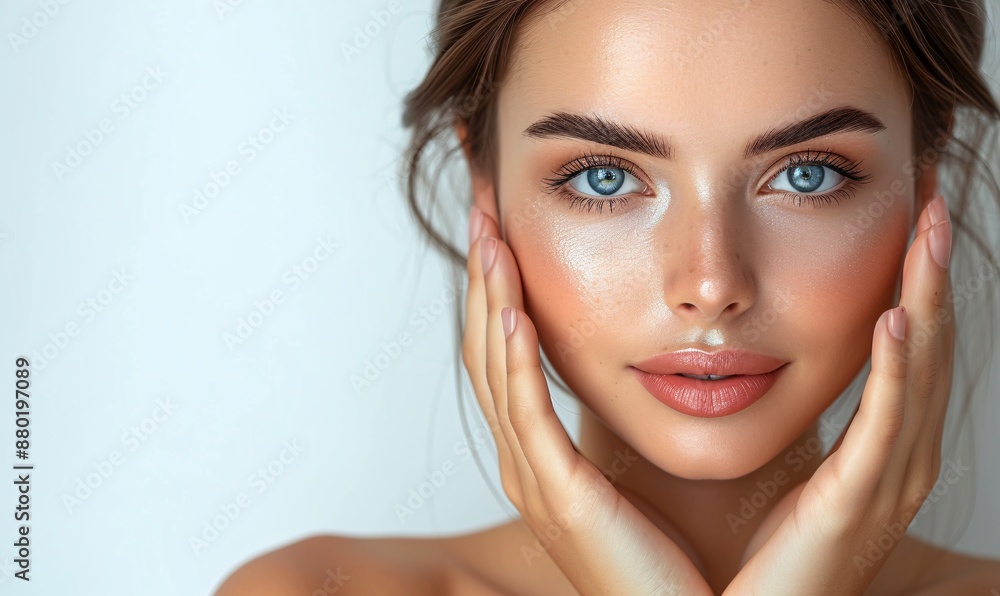 a woman with her hands on her face a woman with her hands on her face
