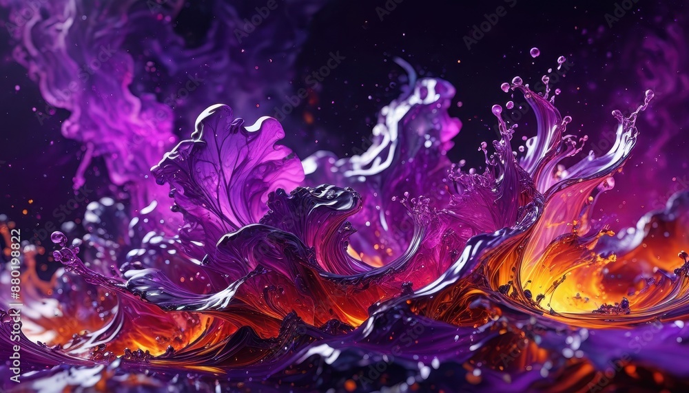 Abstract Purple and Orange Liquid Splash. Abstract Purple and Orange Liquid Splash.