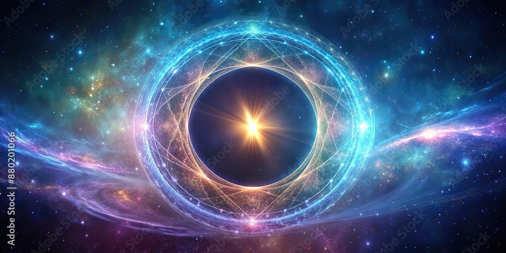 Obraz premium Torus geometry sacred sign with a galaxy background, sacred, sign, torus, geometry, galaxy, background, space