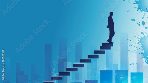 a man walking up stairs