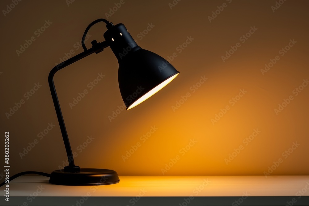 Black Table Lamp Casting a Warm Glow Black Table Lamp Casting a Warm Glow