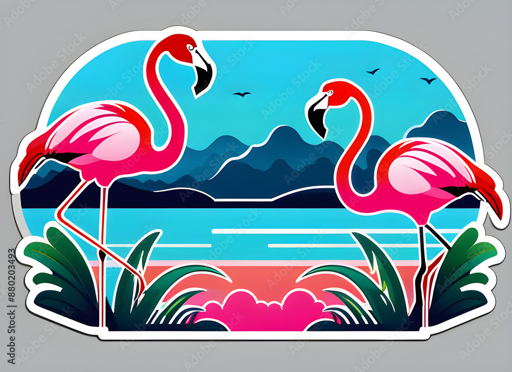Obraz premium flamingos generative ai