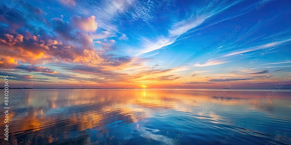 Vertical background of a serene blue and peach sky during sunrise or sunset, Sunrise, sunset, blue sky, peach sky Vertical background of a serene blue and peach sky during sunrise or sunset, Sunrise, sunset, blue sky, peach sky