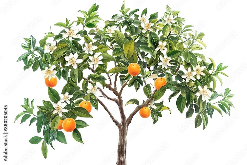 tangerine tree isolated on the white background tangerine tree isolated on the white background