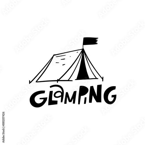 Design logo combining camping adventure with luxury and nature for a unique glamping tent branding