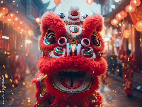 Red Lion Dance Costume - Chinese New Year.