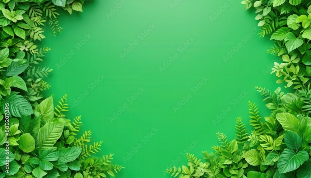 Green Leaf Frame on Green Background. Green Leaf Frame on Green Background.