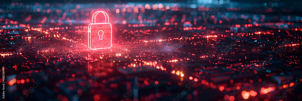 Fototapeta premium Cybersecurity focuses on protecting data with encryption access controls and network monitoring in the online world Concept Cybersecurity Data Protection Encryption Access Controls 