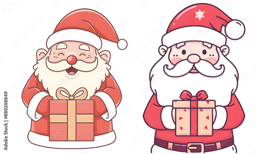 Santa Claus holding gift box, cut out, clipart, sticker. Santa Claus holding gift box, cut out, clipart, sticker.