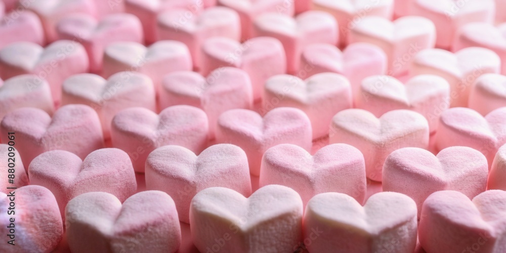 Pink heart shaped marshmallows. Pink heart shaped marshmallows.
