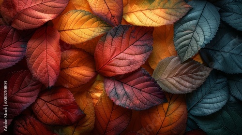 Colorful Autumn Leaves Background - Generative AI