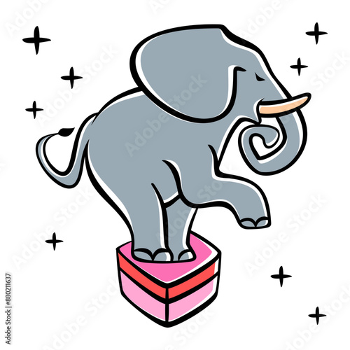 Trained elephant