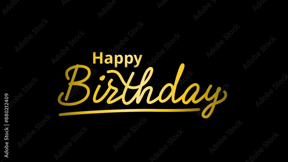 animated happy birthday text. Happy Birthday written in gold cursive on a black background. animated happy birthday text. Happy Birthday written in gold cursive on a black background.