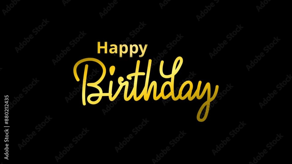 animated happy birthday text. Happy Birthday written in gold cursive on a black background. animated happy birthday text. Happy Birthday written in gold cursive on a black background.