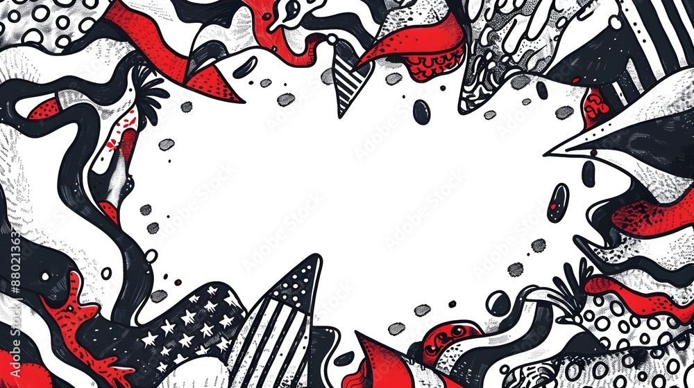 Doodle Border Design with Blank Space for Memorial Day Doodle Border Design with Blank Space for Memorial Day