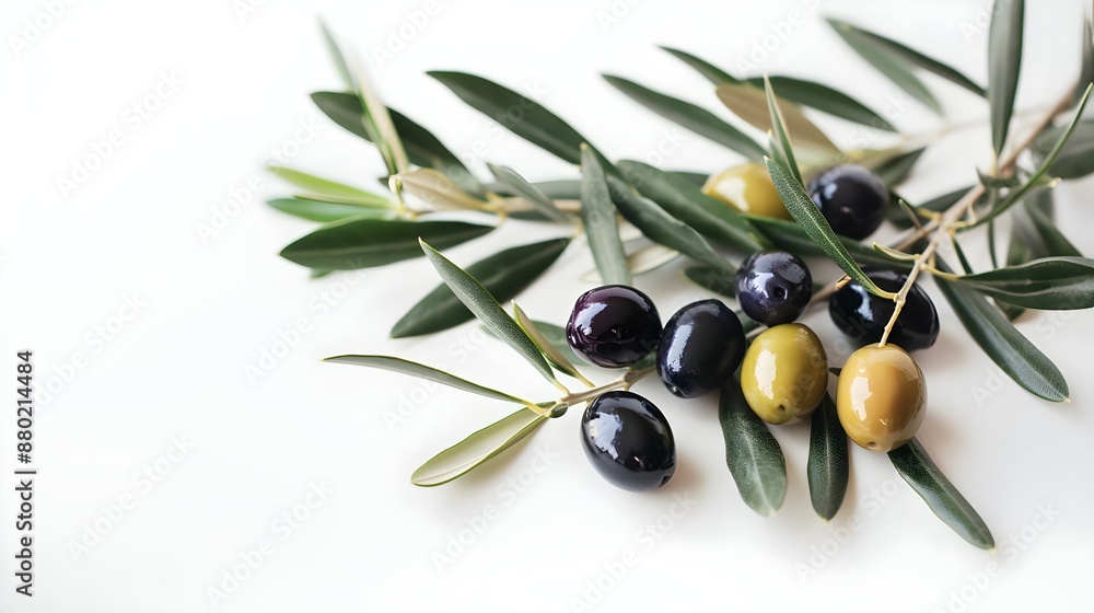 Olives and laurels isolated on a white background Olives and laurels isolated on a white background