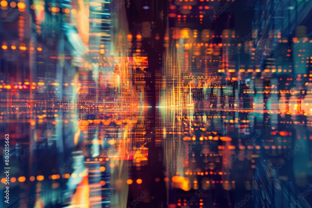 Abstract Digital Cityscape with Blurry Lights Abstract Digital Cityscape with Blurry Lights