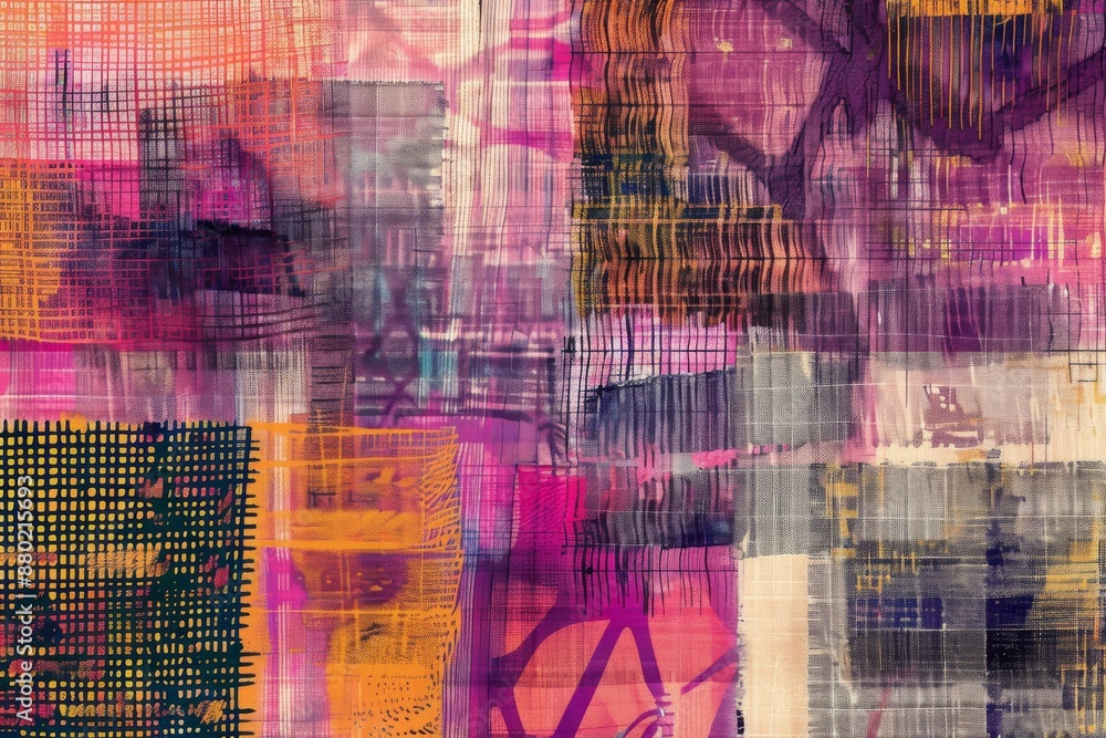 Abstract Art with Overlapping Grids and Stripes Abstract Art with Overlapping Grids and Stripes