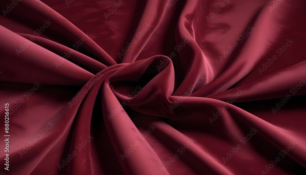 A close-up of a deep red fabric draped in soft, flowing waves A close-up of a deep red fabric draped in soft, flowing waves