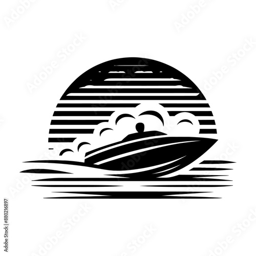 Speed boat silhouette logotype vector