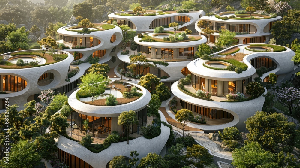Conceptual 3D model of a futuristic residential area Conceptual 3D model of a futuristic residential area