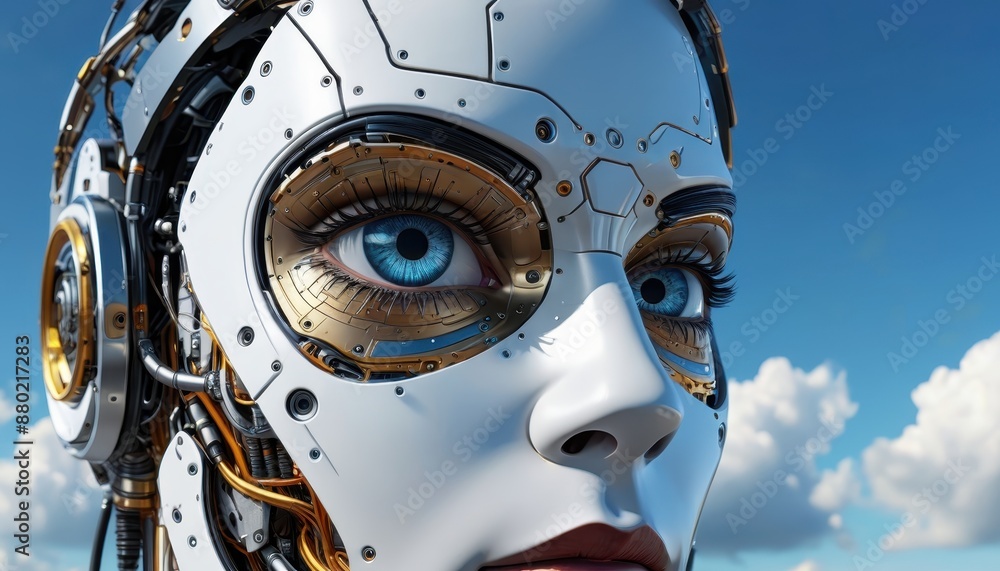 Close Up of a Futuristic Robot Face. Close Up of a Futuristic Robot Face.