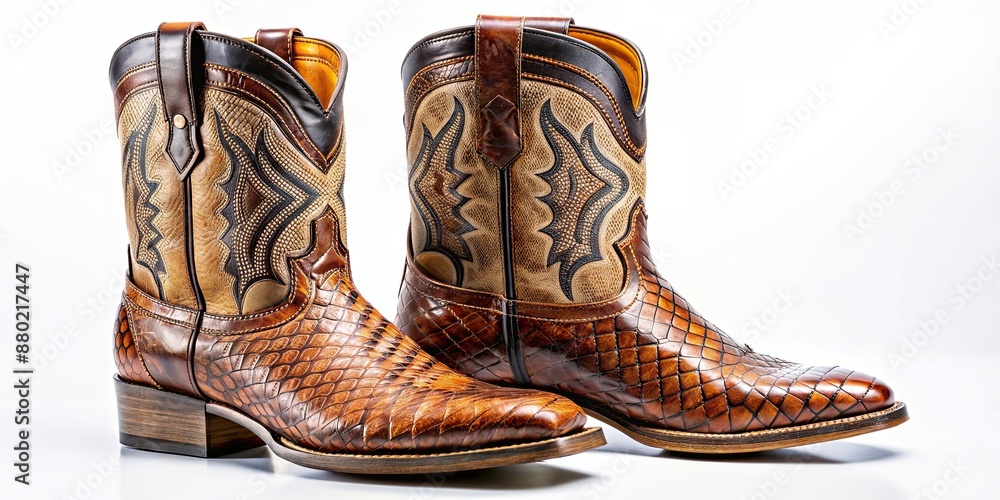 Snakeskin cowboy boots with intricate pattern and rugged leather, western, fashion, cowboy, boots, exotic, pattern, reptile Snakeskin cowboy boots with intricate pattern and rugged leather, western, fashion, cowboy, boots, exotic, pattern, reptile