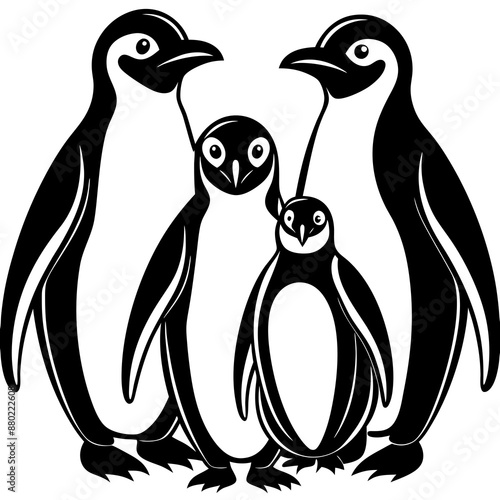 clean stylized penguin family (1) Vector Design and illustration