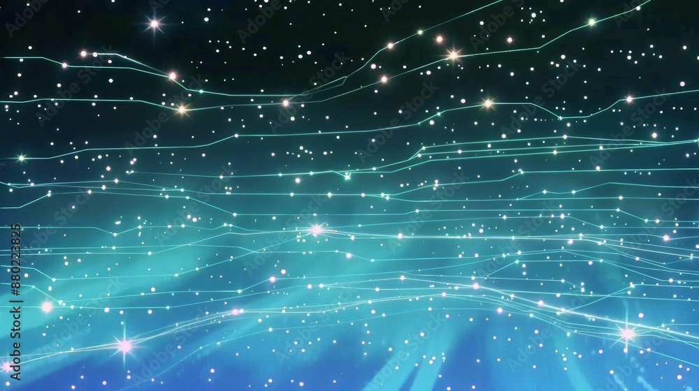 Obraz premium Elegant abstract LED background with a grid pattern in shades of blue, connected by silver dots and lines