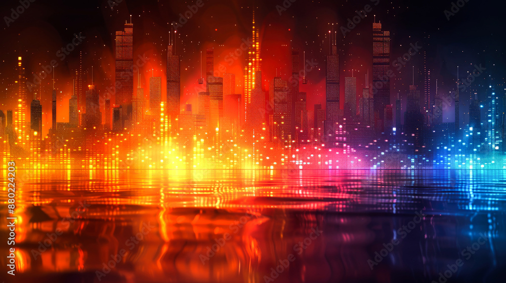 Fototapeta premium background digital equalizer for music full color