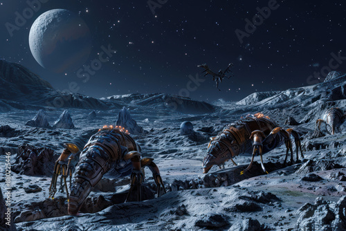 Alien creatures on a habitable moon