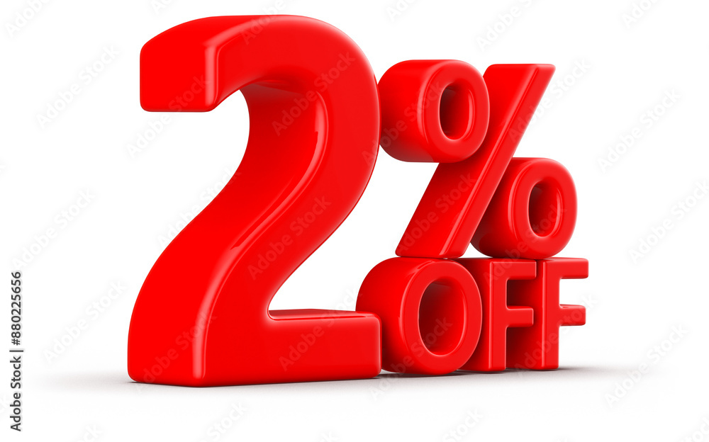 2 Percent Off Sale Red Number 3D 2 Percent Off Sale Red Number 3D