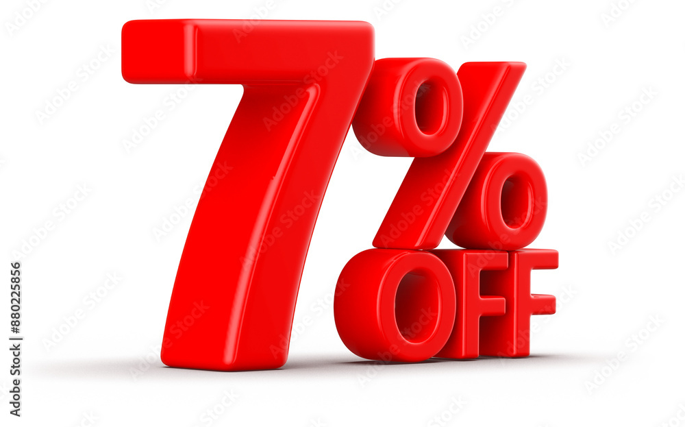 7 Percent Off Sale Red Number 3D 7 Percent Off Sale Red Number 3D