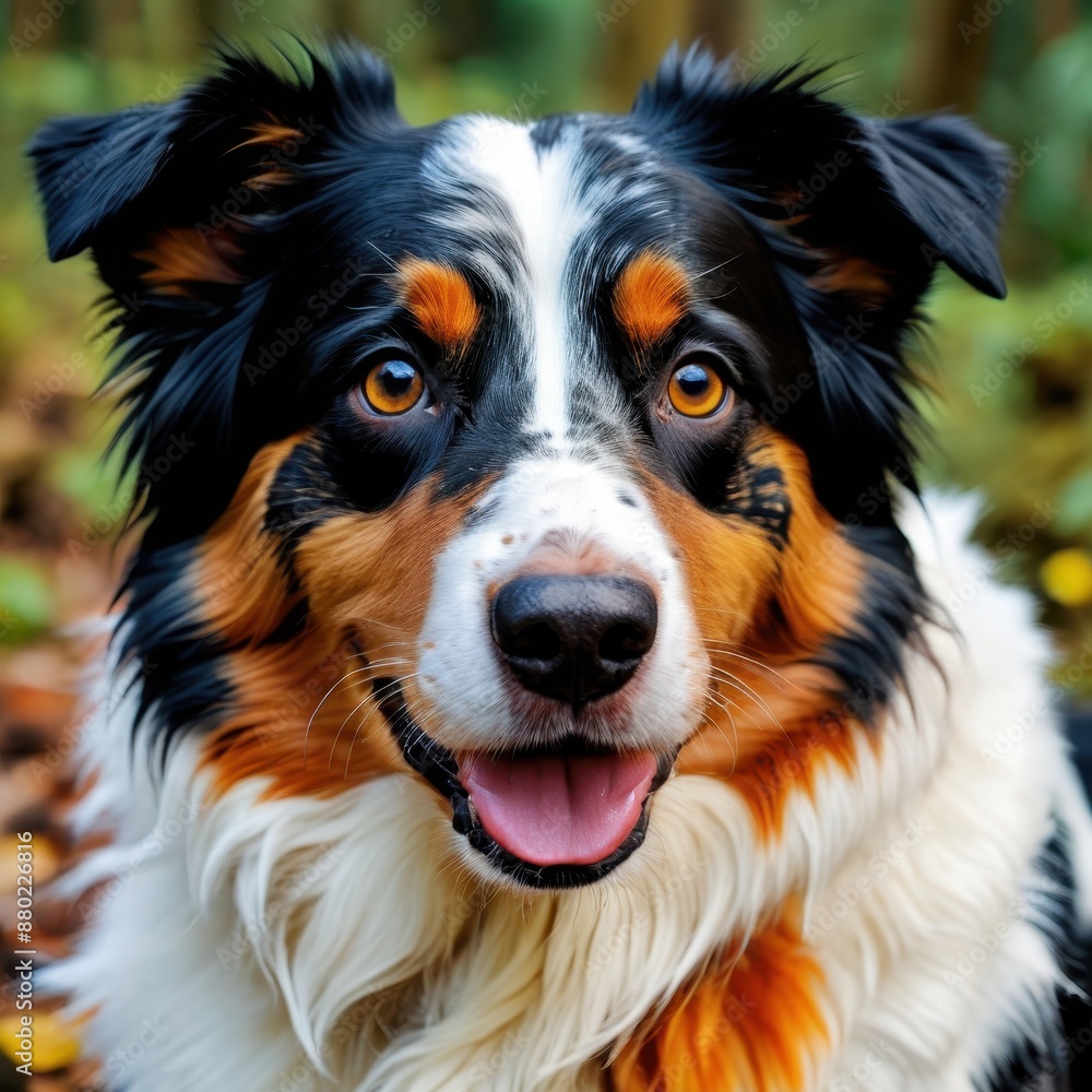Portrait of a happy Australian Shepherd dog. Portrait of a happy Australian Shepherd dog.