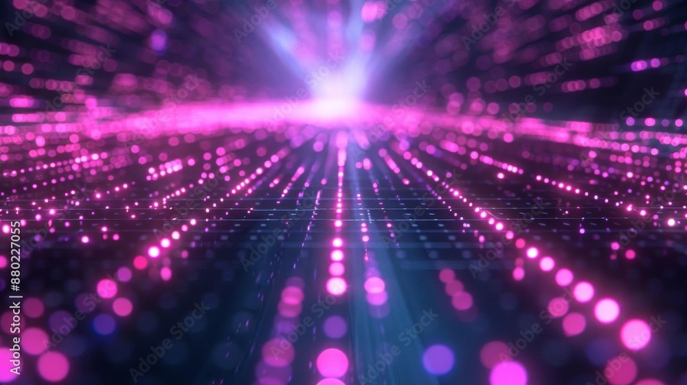 Futuristic digital LED background with a purple and pink grid pattern, connected by bright white dots and lines Futuristic digital LED background with a purple and pink grid pattern, connected by bright white dots and lines