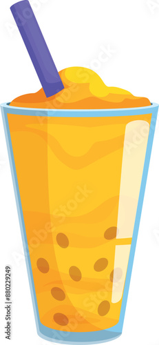 Refreshing bubble tea in a tall glass with tapioca pearls and a straw, perfect for a hot summer day