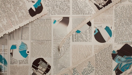 Abstract layered newspaper pieces, newspapers background 