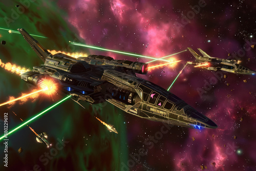 A space battle between two factions 