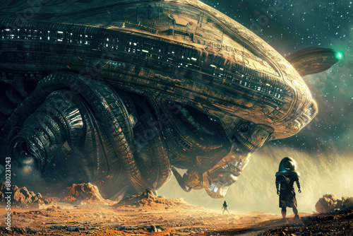 Space travelers encountering an ancient alien race