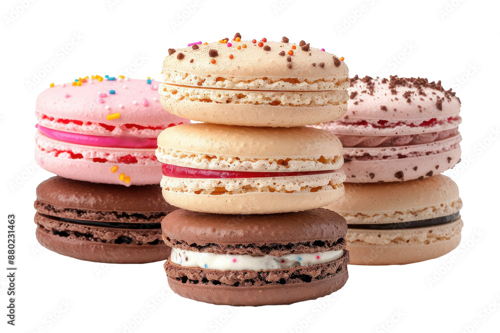 Colorful Macaron Ice Cream Fusion Isolated On Transparent Background Colorful Macaron Ice Cream Fusion Isolated On Transparent Background