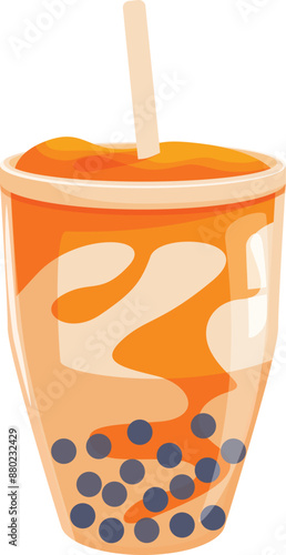 Refreshing and delicious beverage with chewy tapioca pearls is being enjoyed