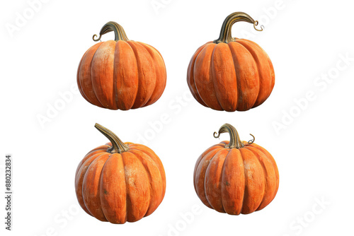 Pumpkin set isolated on transparent background
